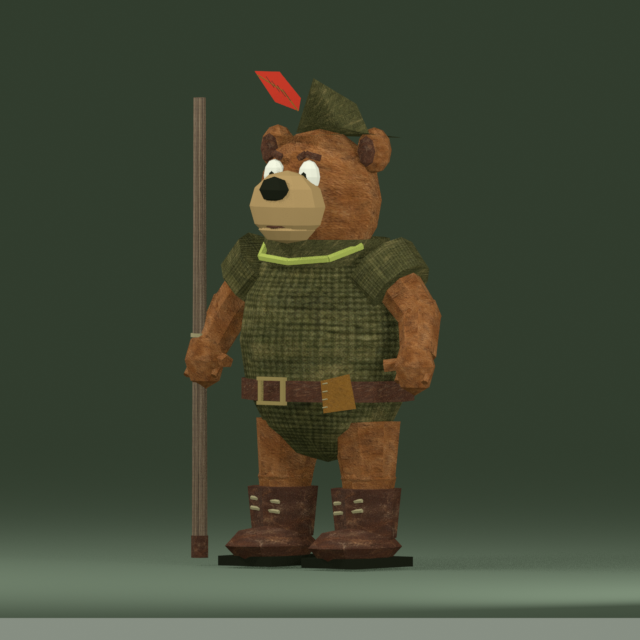 Little John, a bear with a staff